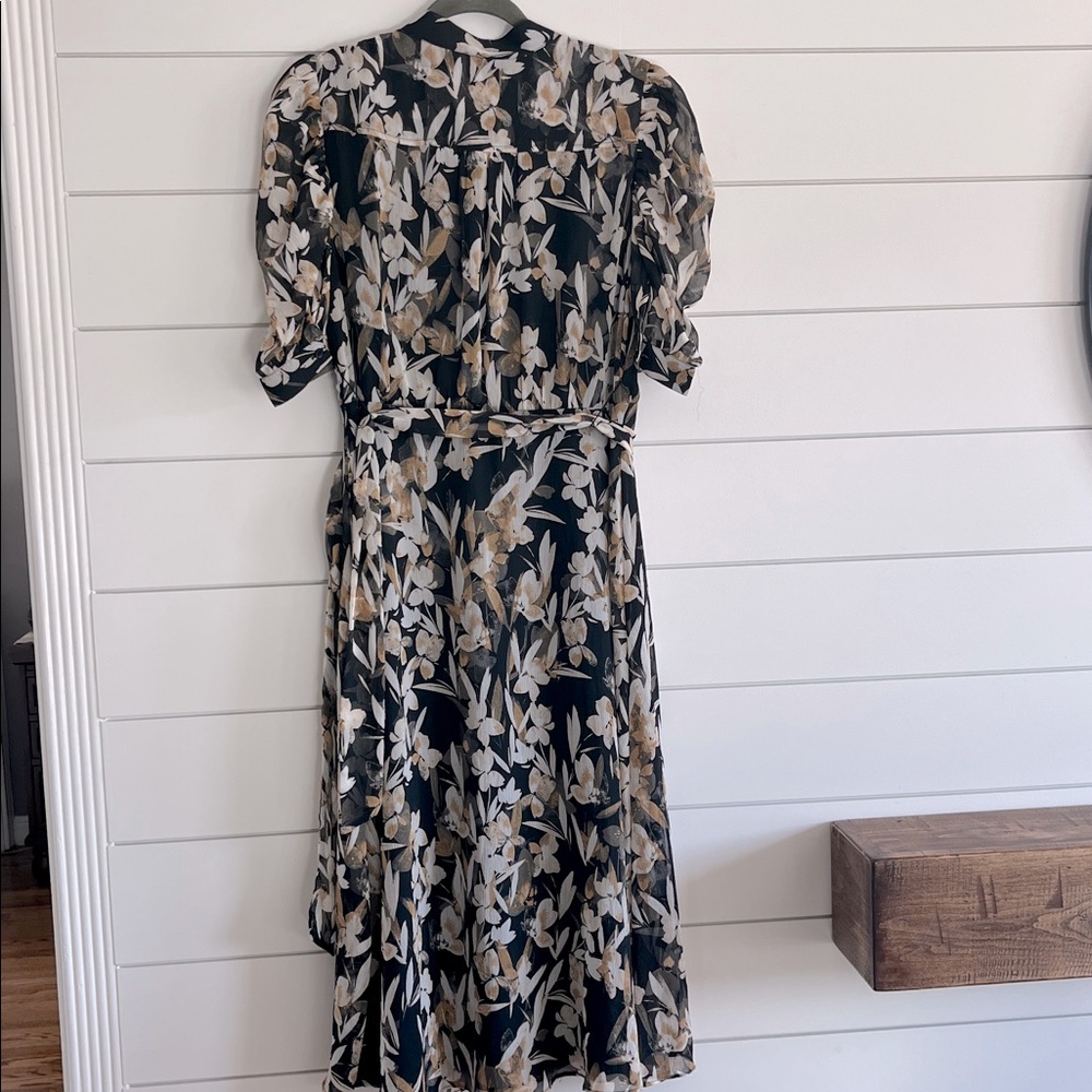 DKNY Black Floral Midi Button Up Dress NEW - Picture 6 of 8